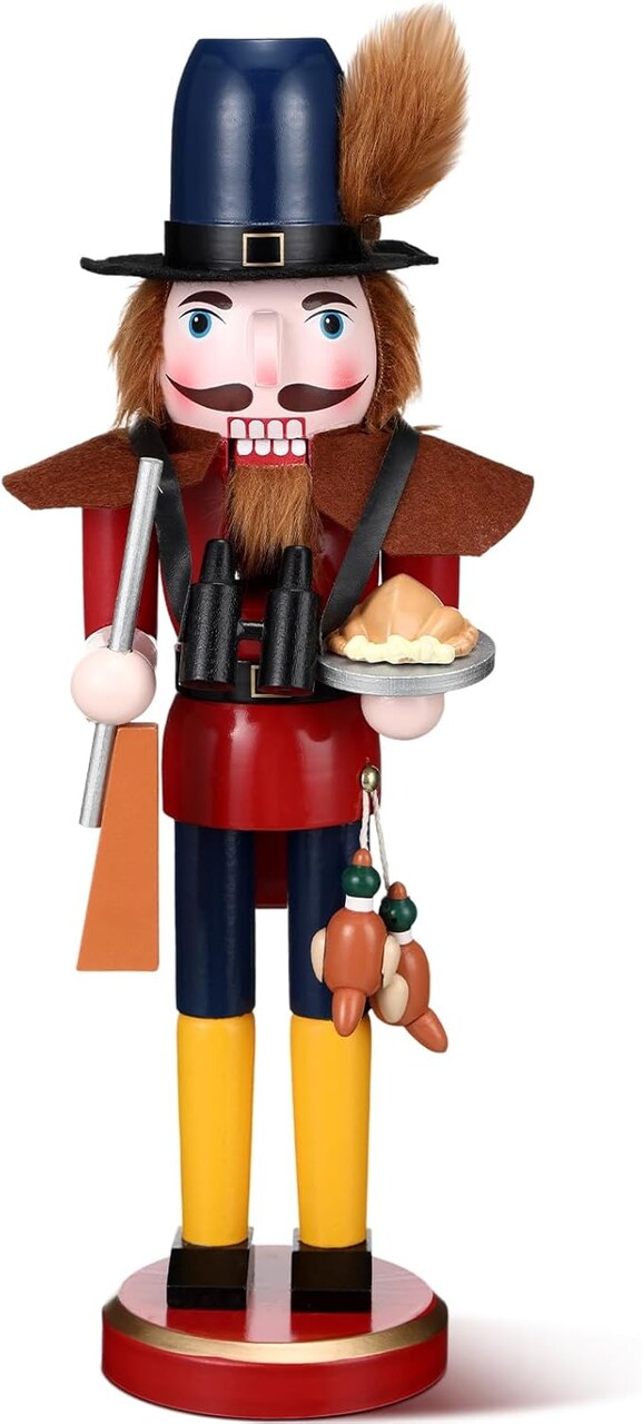15 Inch Thanksgiving Wooden Nutcrackers Figures Decor Fall Festive Collectible Nutcracker Gift Harvest Thanksgiving Nutcracker for Thanksgiving Christmas Home Table Fireplace Decorations